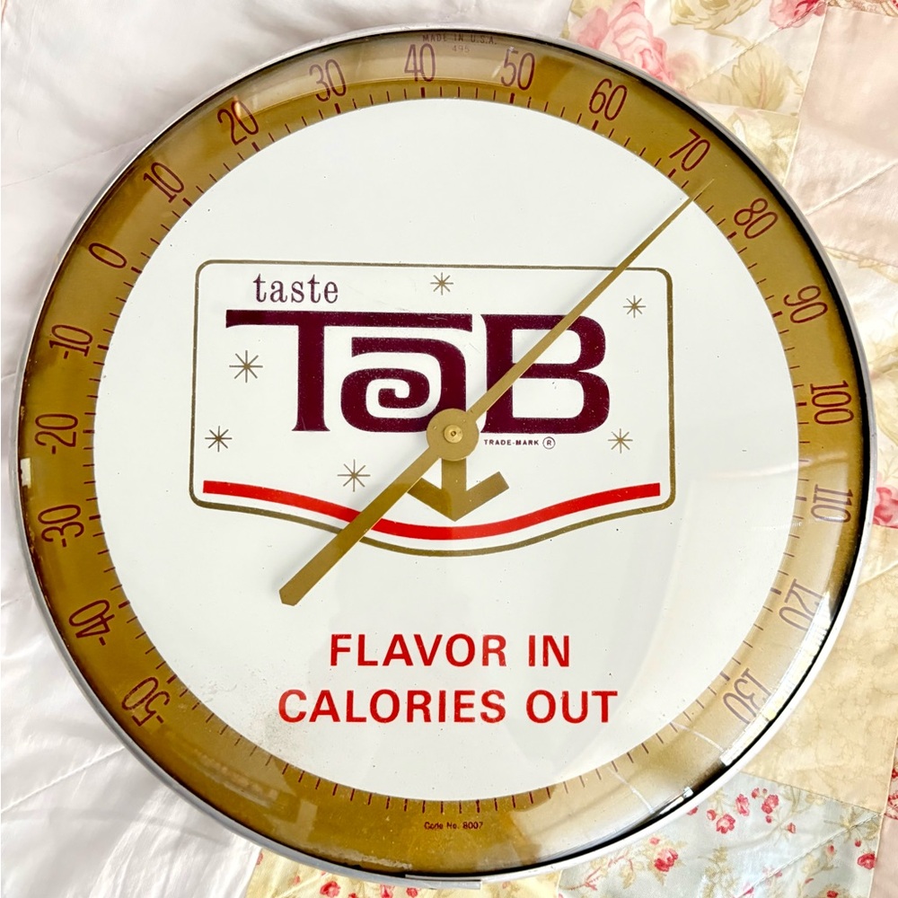 Vintage 1970’s Tab Soda Coca Cola Advertising Collectible Wall Thermometer